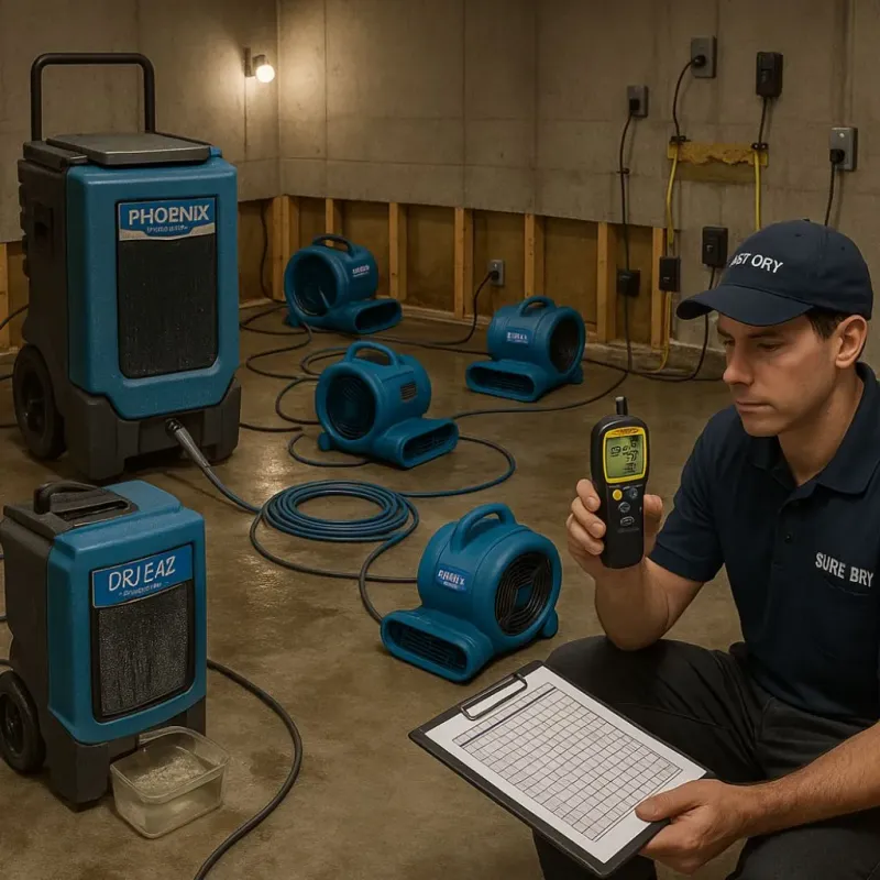 Structural Drying and Dehumidification process in Isla Vista, CA
